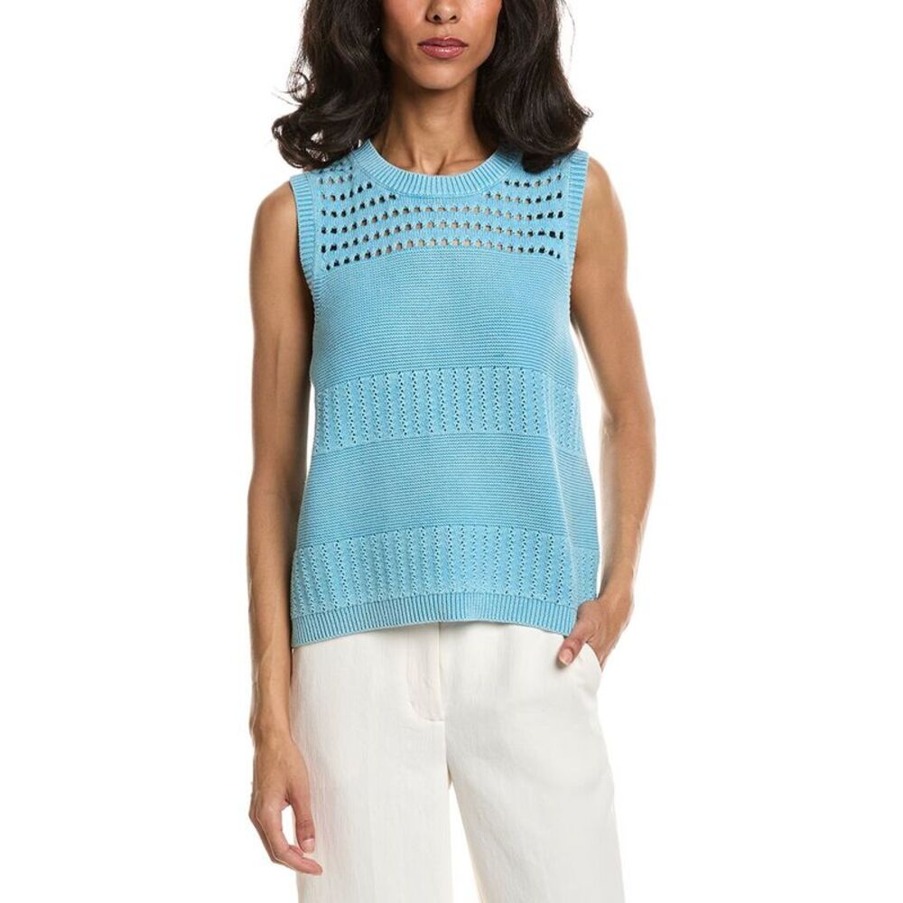 Forte Womens  Stonewash Textured Tank Sweater, Blue